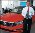  ?? SUBMITTED PHOTO ?? Jeff D’Ambrosio Volkswagen was recently awarded the 2017 Wolfsburg Crest Club Award for outstandin­g sales and service. In this photo is Jeff D’Ambrosio, president with the award.