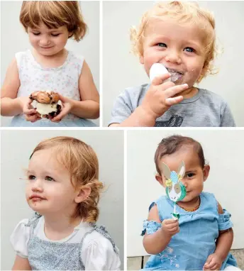  ??  ?? Clockwise from top left: Thea, Max, Almaaz and Holly, the mini me’s of the TASTE team’s Jeanne, Amy, Rugshaana and Kate.