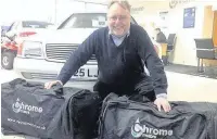  ??  ?? ● Prestbury● Cricket Club are in top gear in eadinessr for the 2015 season. Chairman Bill Livesley collected 20 kit bags donated by Chrome Motors of Beech Lane. Bill said: “My thanks go to Danny Towns and Chrome Motors for their support of local...