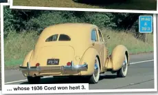  ?? ?? … whose 1936 Cord won heat 3.