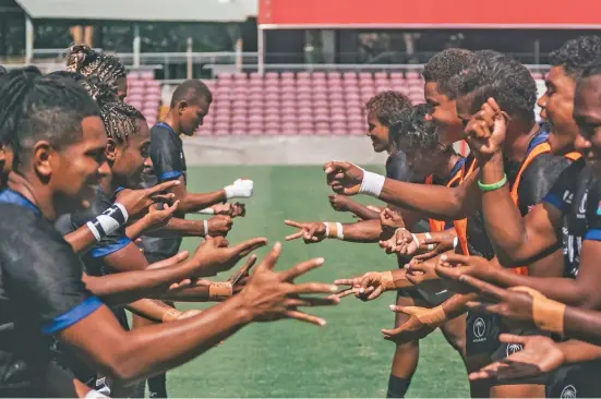  ?? Photo: Oceania Rugby ?? Fiji Airways Fijiana XV players with Lavenia Tinai (left) go theorugh their warm-up drill before playing Queensland Reds at the Ballymore Oval in Brisbane, Australia on February 16, 2020. Tinai scored two tries as they romped to a 29-10 win.