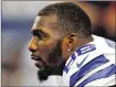  ??  ?? WR Dez Bryant would forfeit more than $750,000 if displeasur­e with the franchise tag inspires him to sit out of the season opener.