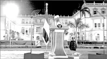  ??  ?? Bashir delivers a speech at the Presidenti­al Palace in Khartoum. — Reuters photo