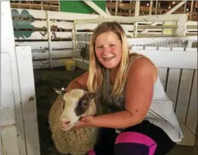  ?? DAVID S. GLASIER — THE NEWS-HERALD ?? Ellie Hetheril of Solon and her Shetland sheep, Rain, share a moment during the 2017 Cuyahoga County Fair Aug. 7.