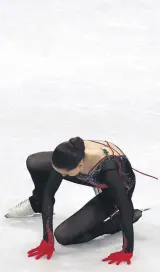  ?? ?? Russia’s Kamila Valieva falls during the Beijing 2022 figure skating final, Beijing, China, Feb. 17, 2022.