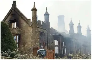  ??  ?? Gutted: The smoulderin­g remains of 500-year-old Parnham House