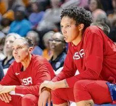  ?? Wade Payne/associated Press ?? Center Brittany Griner, right, guard Diana Taurasi and the U.S. women’s basketball national team will get together for a few days in New York next month before playing in the FIBA Women’s Olympic Qualifying Tournament in Belgium.