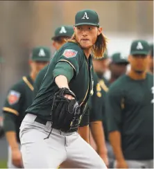  ?? Ben Margot / Associated Press ?? A.J. Puk threw three scoreless innings Friday and has been the A’s most impressive starter so far during spring training.