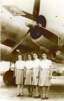  ??  ?? Becky (right), PAL’s first stewardess
in 1946