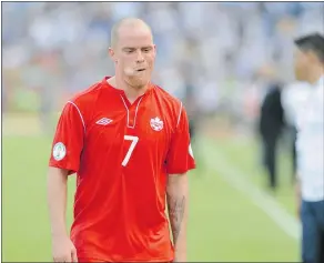  ??  ?? Iain Hume leaves the field in dejection on Oct. 16, 2012, after Canada’s 8-1 loss to Honduras in 2014 World Cup qualifying.