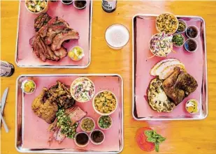  ?? CAMILA BADARO ?? A selection of dishes from Sideyard BBQ by HottMess in Barrio Logan.