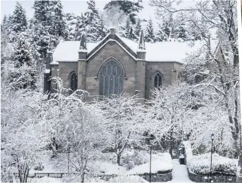  ??  ?? Place of worship Kinnoull Parish Church in the snow, by Ann Griffiths