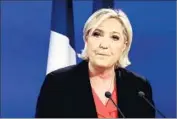  ?? Ian Langsdon European Pressphoto Agency ?? MANY MAINSTREAM voters were repelled by Marine Le Pen, whose far-right party for some evoked memories of France’s Nazi-shadowed past.