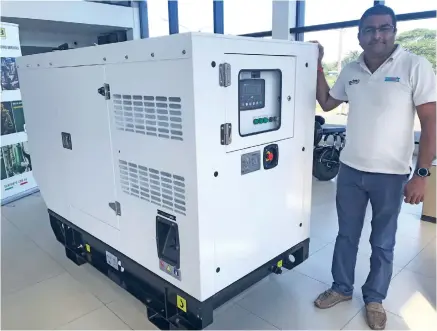  ?? Photo: Charles Chambers ?? Techno Fiji (Pte) Limited general manager Aniruddha Kolekar beside with one of the bigger renewable energy generator.