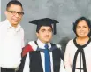  ?? Photo / Supplied ?? Herman Bangera (left) and wife Elizabeth (aka Elsie) flank their son Sheal on his graduation day. Sheal stabbed both dead during a psychotic episode.