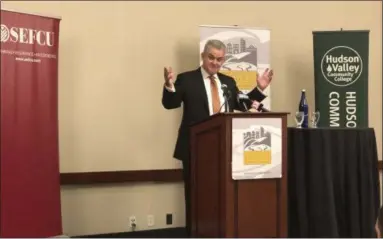 ?? FILE PHOTO ?? Rensselaer County Executive Steve McLaughlin speaks about his first year in office during the annual State of the County breakfast event last month.