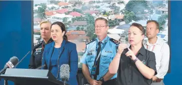  ?? Picture: MARK CRANITCH ?? REAL EXPERTS ABSENT: Premier Annastacia Palaszczuk at a media conference.