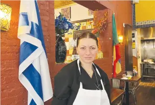  ?? (Julia Gergely) ?? GAZALA HALABI, the owner and executive chef of Gazala’s: I’m Israeli. I have to stand with my people. I have to put this Israeli flag up and show support.