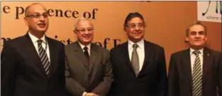  ??  ?? (L-R) Khaled el Bakley, Ambassador of Egypt to India; Hisham Zaazou, Minister of Tourism, Egypt; George Nader El Beblawy from Egyptian Tourism Federation and Adel Masry, Director of Egyptian Tourism Office in India at an event in New Delhi