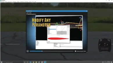  ??  ?? The aircraft editor allows you to modify and save custom versions of the stock models. You can play with controls: try relocating the CG or try different engines. Dozens of other settings are available.