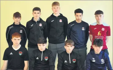  ?? Absent from photo was Evan Geary. ?? The students from St Colman’s College who have signed with League of Ireland clubs and are playing soccer with their respective academies and underage squads. Back l-r: Donnchadh Dingivan, Cian O’Callaghan, Ruairc Donovan, Rami Gharib and Olann McCarthy; Front l-r: Shane Hallihan, Ryan O’Leary, John Walshe and Ryan Molumphy.