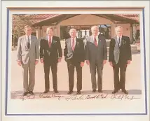  ??  ?? An autographe­d photo of former presidents George H.W. Bush, Ronald Reagan, Jimmy Carter, Gerald Ford and Richard Nixon sold for $38,500.