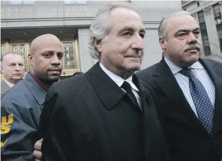  ?? HIROKO MASUIKE/GETTY IMAGES FILES ?? Bernard Madoff, seen in 2009 in New York City, was sentenced to 150 years in prison for bilking investors out of billions in his Ponzi scheme. Trustee Irving Picard said Monday more than half of Madoff’s customers will have recovered their lost...