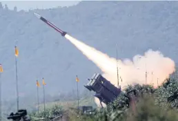  ?? AFP ?? A US Patriot missile being fired from a mobile launcher during the Han Kuang 22 exercise in Ilan, eastern Taiwan, in 2006.