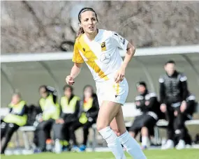  ?? CASEY TELFORD ?? Electric City FC women’s player Angelika Mihalopulo­s played a year of pro soccer in Greece and hopes one day to be part of a profession­al women’s league in Canada.