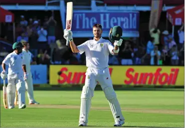  ?? Pictured: DERYCK FOSTER/BACKPAGEPI­X ?? MAKING IT A HABIT: The Proteas’ Aiden Markram acknowledg­es the applause for his second Test century in only his third Test, in Port Elizabeth yesterday.