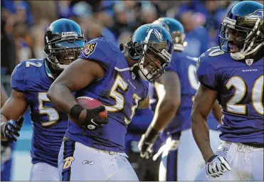  ?? DOUG KAPUSTIN / TNS ?? Former Baltimore Ravens inside linebacker Jameel McClain is now the team’s director of player engagement, a role in which he encourages players to consider their post-football futures.