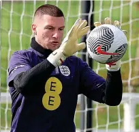  ?? ?? Tough luck:
Sam Johnstone in training with England before he sustained the elbow injury that has ended his Euros hopes