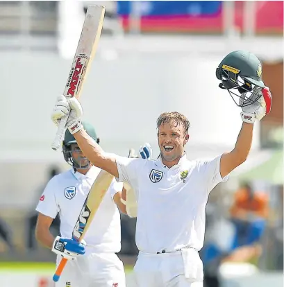  ?? Picture: ASHLEY VLOTMAN/GALLO IMAGES ?? KING OF ST GEORGE’S: AB de Villiers celebrates reaching his 100 on the third day of the second Sunfoil test match between South Africa and Australia at St George’s Park yesterday