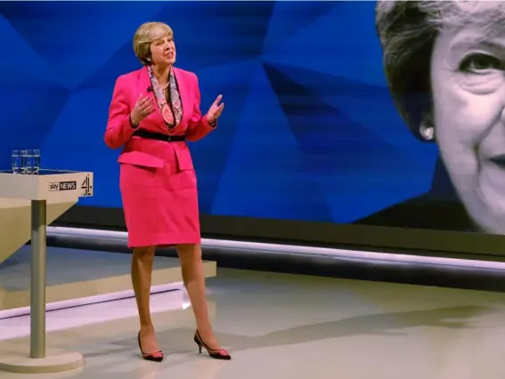  ??  ?? The PM appeared to struggle compared to her Labour counterpar­t in a televised head-to-head last night (Getty)