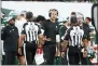  ?? NOAH K. MURRAY - THE ASSOCIATED PRESS ?? New York Jets head coach Robert Saleh talks with officials during the second half of an NFL preseason football game against the Philadelph­ia Eagles Friday, Aug. 27, 2021, in East Rutherford, N.J.