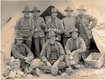  ?? SUPPLIED ?? Waitara soldiers during World War I. Back row, from left: D’arcy Roycroft Newell, Frank Stanbury Proctor, Edward Lionel Clare, Arnold Stronghill Bernard, Edward Roberts (All Black for two games in 1921). Front row, from left: John Leonard Pennington, Reginald Taylor (All Black), Samuel Cameron.