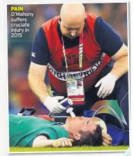  ??  ?? PAIN O’mahony suffers cruciate injury in 2015