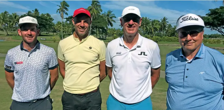  ?? Photo: Waisea Nasokia ?? Fromleft: Josh Geary, Brad Heaven, Grant Smith and Gerald Peterson during day two of the Sheraton Classics 2022 at the Denarau Golf and Racquet Club.