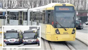  ??  ?? ●●There were almost 4,000 acts of vandalism or abuse on Metrolink and Stagecoach and First buses in Greater Manchester last year