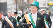  ?? Matthew Brown / Hearst Connecticu­t Media file photo ?? Andrew J. McDonald marches in the Stamford St. Patrick’s Day Parade in 2016. He was grand marshal.