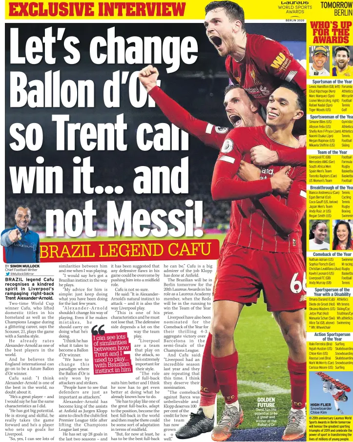  ??  ?? GOLDEN FUTURE Trent has the potential to be a great and winner of the
Ballon d’Or