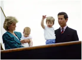  ??  ?? Left: The Queen and Prince Philip during an visit to Kuwait in 1979.
Above: Prince Charles and Princess Diana with Princes William and Harry, 1985. official