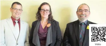  ?? Photo Frédéric Hountondji ?? The Liberal, NDP and Libertaria­n Glengarry-Prescott-Russell provincial candidates discussed the Ontario minimum wage during a roundtable discussion at EAP’s offices on Thursday, May 17. Liberal candidate Pierre Leroux, NDP candidate Bonnie Jean-Louis...