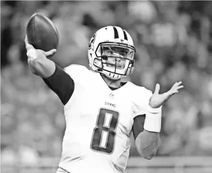  ?? TIM FULLER, USA TODAY SPORTS ?? Marcus Mariota apologized to his Titans teammates for his turnovers in Week 1 vs. the Vikings.