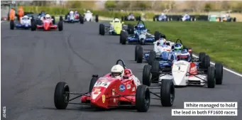  ??  ?? White managed to hold the lead in both FF1600 races