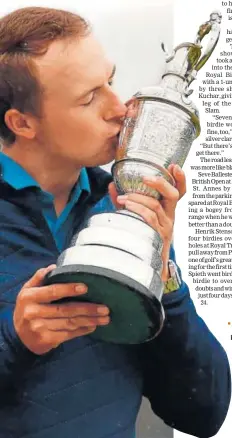  ?? AFP ?? American golfer Jordan Spieth kisses the Claret Jug after winning the British Open at Royal Birkdale on Sunday.