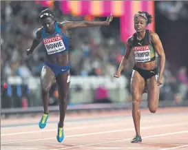  ?? FOTO: GETTY ?? Cara y cruz. Tori Bowie devolvió el doblete del 100 a USA. Elaine Thompson pinchó