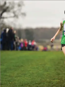  ??  ?? Kilcoole’s Una Britton cross the line to claim a bronze medal at the Irish Life Healt