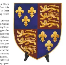  ??  ?? Just 10in by 8½in, the coat of arms set in the new tomb of Richard III was created with 350 individual­ly cut pieces of stone