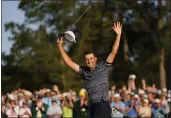  ?? MATT SLOCUM _ THE ASSOCIATED PRESS FILE ?? Scottie Scheffler celebrates after winning the 86th Masters tournament on April 10, in Augusta, Ga. Scheffler is set to play his hometown Byron Nelson for the first time since winning the Masters.